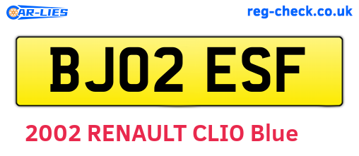 BJ02ESF are the vehicle registration plates.