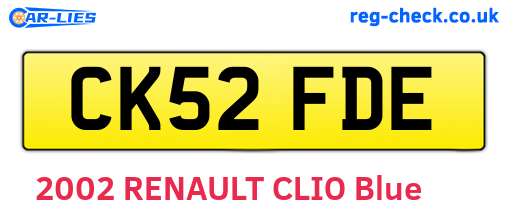 CK52FDE are the vehicle registration plates.