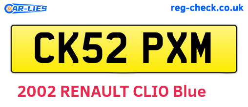 CK52PXM are the vehicle registration plates.