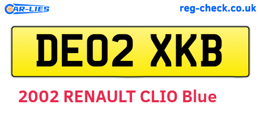 DE02XKB are the vehicle registration plates.
