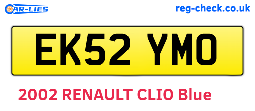 EK52YMO are the vehicle registration plates.