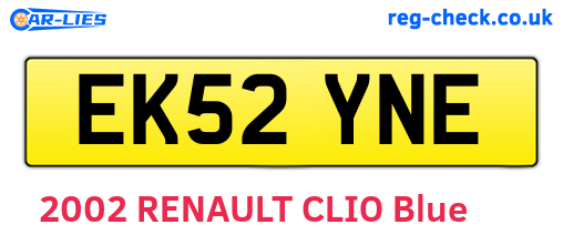 EK52YNE are the vehicle registration plates.