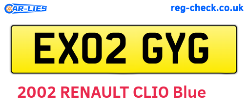 EX02GYG are the vehicle registration plates.