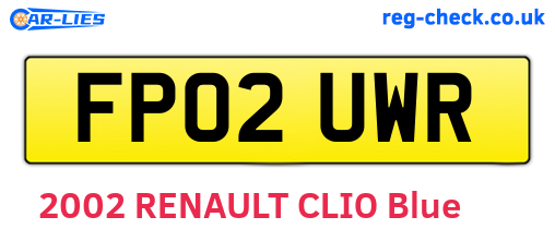 FP02UWR are the vehicle registration plates.