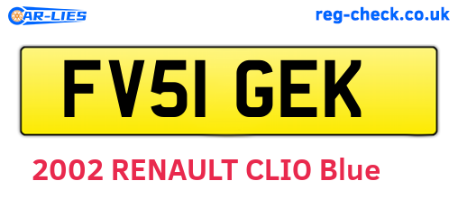 FV51GEK are the vehicle registration plates.