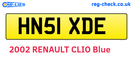 HN51XDE are the vehicle registration plates.