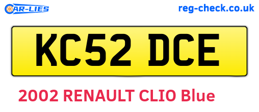KC52DCE are the vehicle registration plates.
