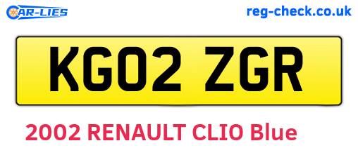 KG02ZGR are the vehicle registration plates.