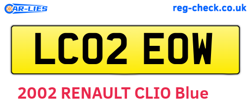 LC02EOW are the vehicle registration plates.