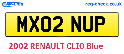 MX02NUP are the vehicle registration plates.