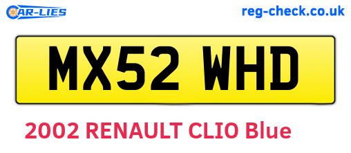 MX52WHD are the vehicle registration plates.