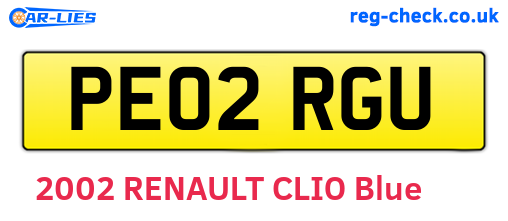 PE02RGU are the vehicle registration plates.