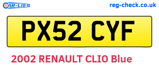 PX52CYF are the vehicle registration plates.