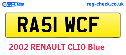RA51WCF are the vehicle registration plates.
