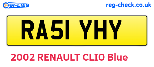 RA51YHY are the vehicle registration plates.