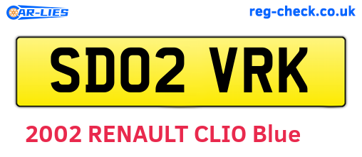 SD02VRK are the vehicle registration plates.