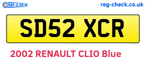 SD52XCR are the vehicle registration plates.