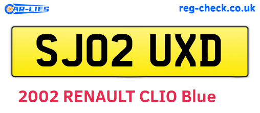 SJ02UXD are the vehicle registration plates.