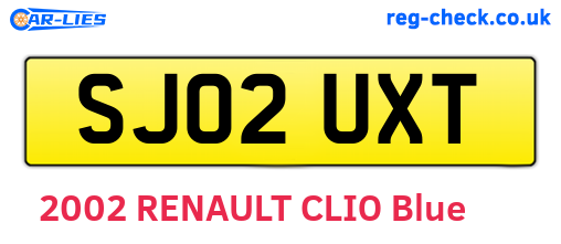 SJ02UXT are the vehicle registration plates.