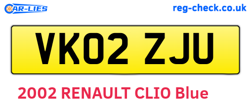 VK02ZJU are the vehicle registration plates.