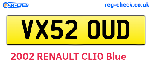 VX52OUD are the vehicle registration plates.