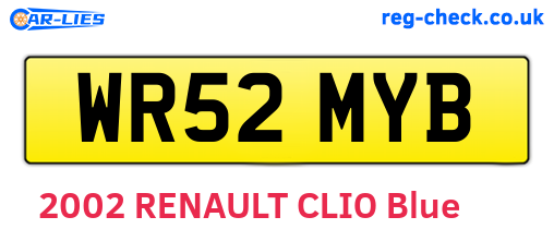 WR52MYB are the vehicle registration plates.