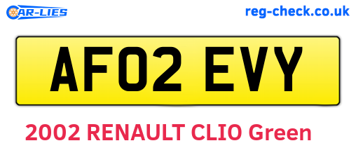 AF02EVY are the vehicle registration plates.