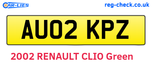 AU02KPZ are the vehicle registration plates.