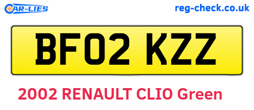 BF02KZZ are the vehicle registration plates.