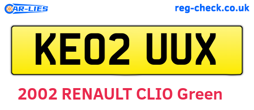 KE02UUX are the vehicle registration plates.