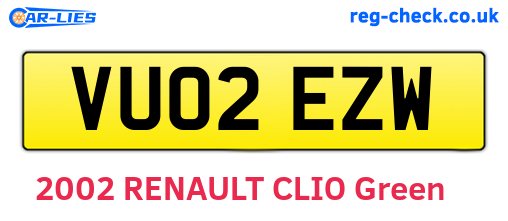 VU02EZW are the vehicle registration plates.