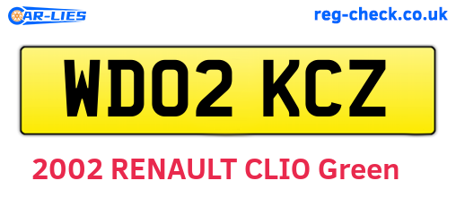 WD02KCZ are the vehicle registration plates.