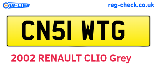 CN51WTG are the vehicle registration plates.