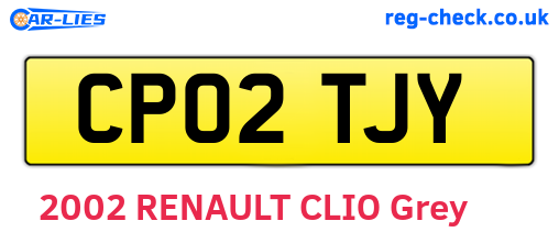 CP02TJY are the vehicle registration plates.