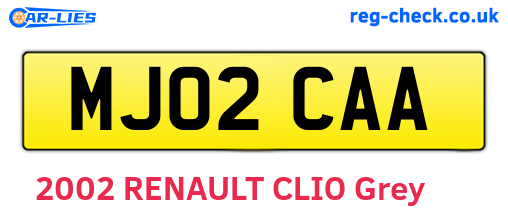 MJ02CAA are the vehicle registration plates.