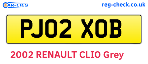 PJ02XOB are the vehicle registration plates.