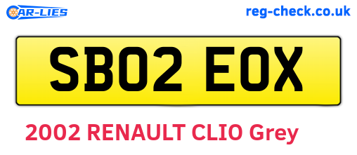 SB02EOX are the vehicle registration plates.