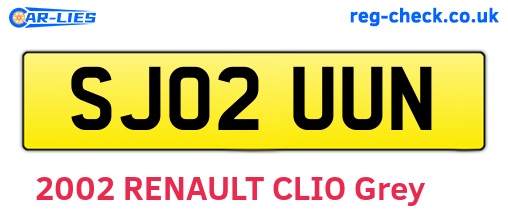 SJ02UUN are the vehicle registration plates.
