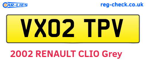 VX02TPV are the vehicle registration plates.