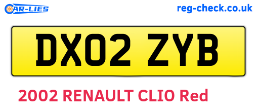 DX02ZYB are the vehicle registration plates.
