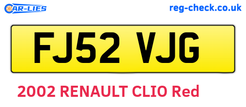 FJ52VJG are the vehicle registration plates.