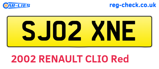 SJ02XNE are the vehicle registration plates.