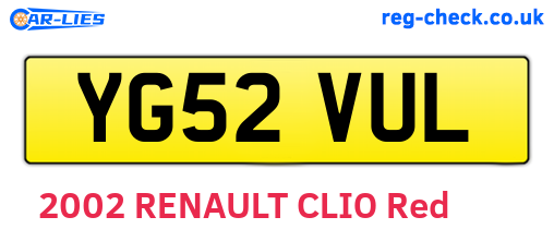 YG52VUL are the vehicle registration plates.