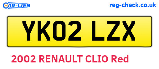 YK02LZX are the vehicle registration plates.