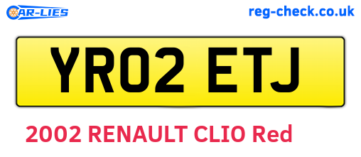 YR02ETJ are the vehicle registration plates.