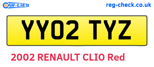YY02TYZ are the vehicle registration plates.