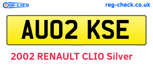 AU02KSE are the vehicle registration plates.