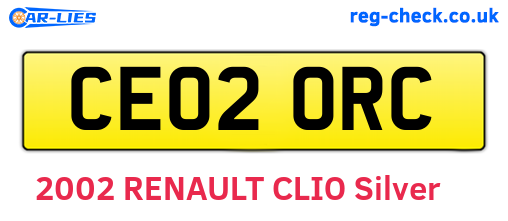 CE02ORC are the vehicle registration plates.
