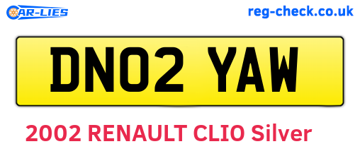 DN02YAW are the vehicle registration plates.