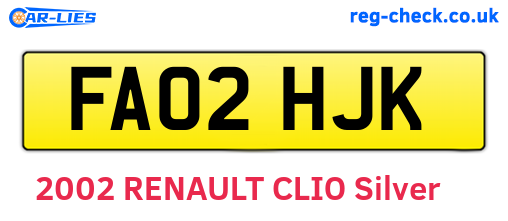 FA02HJK are the vehicle registration plates.